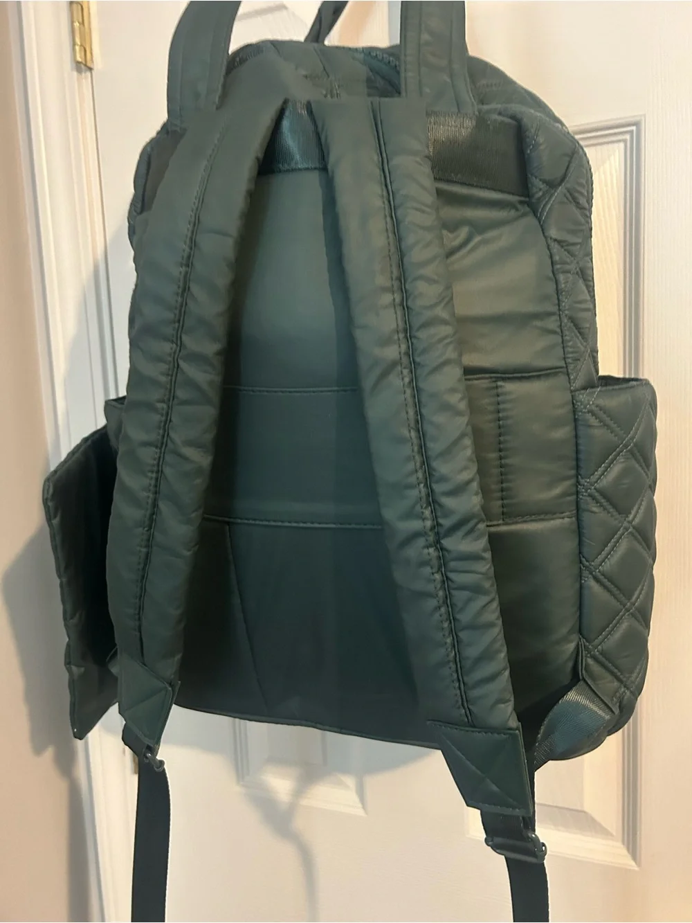 Joan & David Diamond Quilted Puffer Nylon Workbook Backpack
